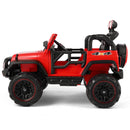 Red 12V Battery-Powered Kids Ride-On Truck with MP3, LED Lights, Remote Control, and Cover
