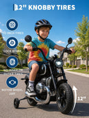 24V Children’s Electric Motorcycle with Training Wheels and Speed Regulation, Supports Up to 143lbs