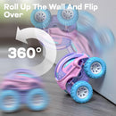 Girls' Friction Powered Pull Back Motorized Car Toy Set with Crash and Flip Features