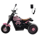 Pink 3-Wheel 6V Electric Motorcycle Toy for Kids with Colorful Lights and Music