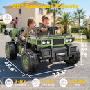 TOKTOO 24V Green Ride-On Dump Truck Toy Car for Kids Aged 3-8 Years - 2 Seater