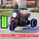 Red 6V Children's Motorcycle with Music, Storytelling, LED Lights, Accelerator Pedal, and Triple Wheels