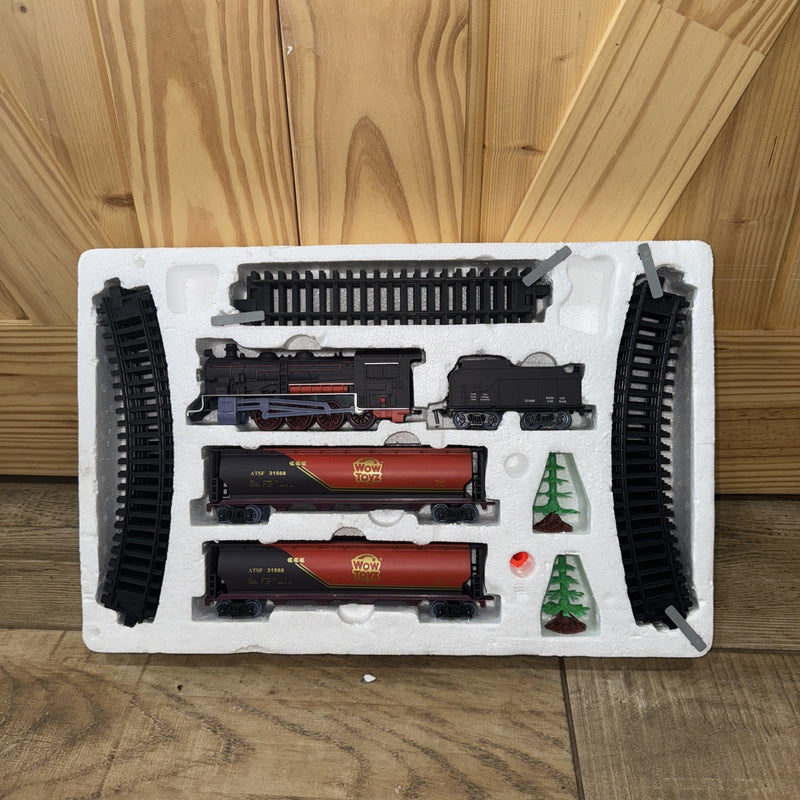 Scout Series Classic Battery Operated Steam Engine Train Set with Tank Car