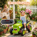 12V Electric Kids Ride-On Tractor with LED Lights, Music, and Safety Belt - Green
