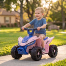 Blue 6V Battery-Powered Kids ATV with Handlebar Control