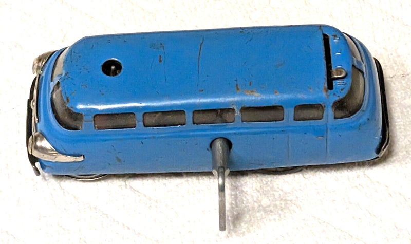 Working Schuco Varianto 3044 Blue Tin Bus Toy with Key West Germany