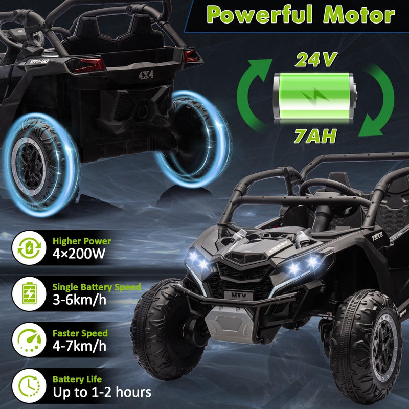 24V Electric 4WD Off-Road Ride-On UTV Quad Car for Kids