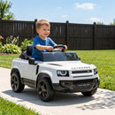 Licensed 12V White Land Rover Ride-On Car with Suspension and Remote Control