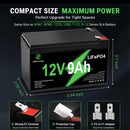 12V 9Ah Lithium Power Source for Ride-On Toys, Fish Finders, and Security Systems
