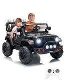 24V Electric Ride-On Car Truck for Big Kids, 2-Seater in Black