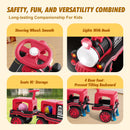 Red 2-Seater Electric Kids Train with Carriage, 12V, 2 Speed, Music, and Lights