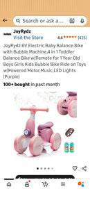 Electric Balance Bike for Kids with Bubble Blowing Fun