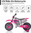 12V Kids' Rose Pink Motorcycle with Training Wheels