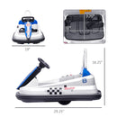 White 6V Kids Bumper Car with 360° Spin, LED Lights, Music, and Horn