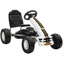 White Pedal Go Kart for Kids with Steering Wheel, Suitable for Ages 3 and Up
