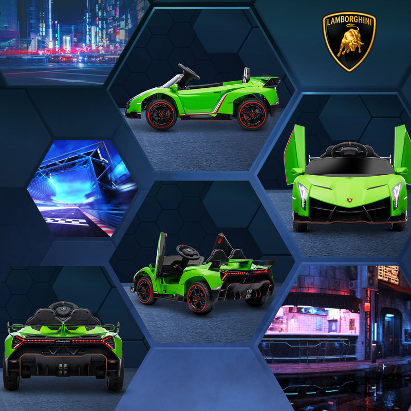 Licensed Lamborghini Veneno Kids Ride-On Car with Bluetooth Green