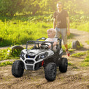 White Dual Motor 24V 2-Seater Kids Ride-On Car with Remote Control and Spring Suspension