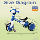 FZHZZ 4-in-1 Balance Bike for Toddlers Aged 1-3 Years, Perfect for Boys and Girls
