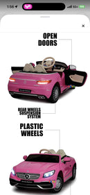 Mercedes-Maybach S650 Pink Electric Ride-On Car with Opening Doors, Lights, and Safety Belt