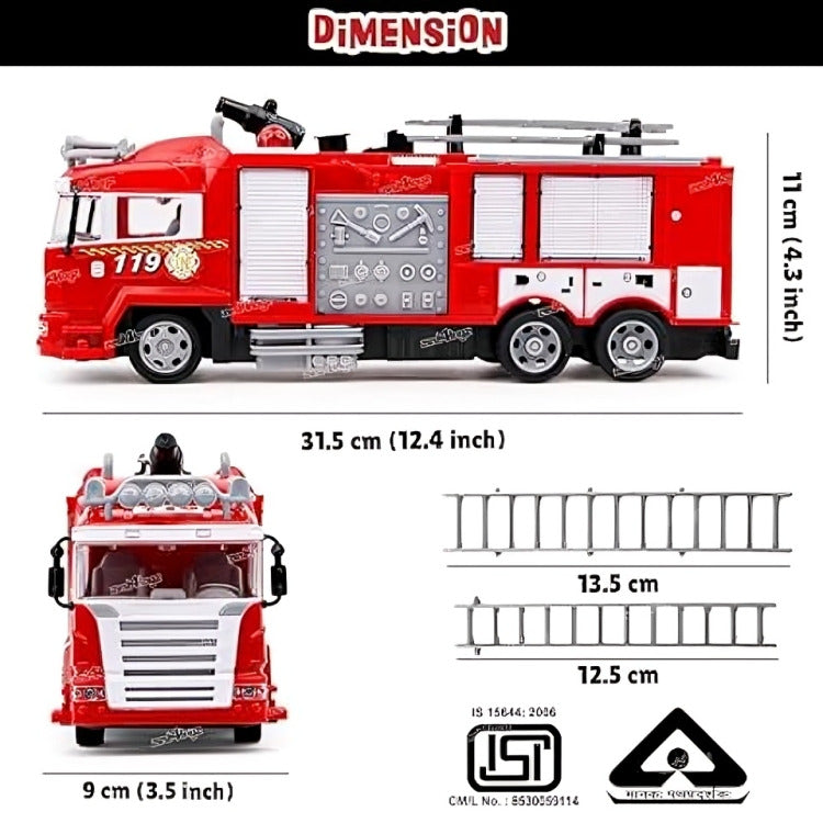 4 Toys RC Fire Truck with Mist Spray 2.4GHz Rescue Toy for Kids Red