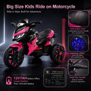 12V Battery Operated 3-Wheel Motorcycle Toy for Kids with Illuminated Wheels