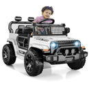 OROFULL White 12V Electric Ride-On Car with Remote Control and Music for Kids