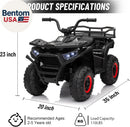 24V 4X4 Kids ATV Quad with Kneepads, 5MPH Speed, Music, and LED Lights