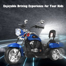 Blue 3-Wheel Chopper Motorcycle Trike for Kids with Headlight and Horn
