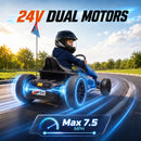 Qaba Blue 24V Electric Drift Go Kart for Kids with Dual Motors