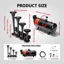 Powerful 12V Inline 4 Trumpet Air Horn Kit with 3L Tank