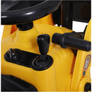 Yellow Ride-On Excavator Toy with Bucket, Horn, and Steering Wheel