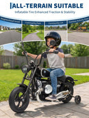 24V Children’s Electric Motorcycle with Training Wheels and Speed Regulation, Supports Up to 143lbs