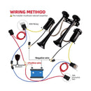 Dual 2-Trumpet Metal Air Horn Kit with Dual Air Compressors, 12V 150dB