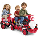 Red 2-Seater Electric Kids Train with Carriage, 12V, 2 Speed, Music, and Lights