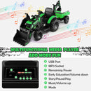 Versatile Green Electric Excavator Ride-On for Kids with 12V Rechargeable Battery and Dual Modes