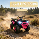 Pink 12V Kids ATV 4-Wheeler with 4 Spring Suspension and LED Lights