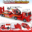 Racing Car and Helicopter Fire Truck Playset for Toddlers