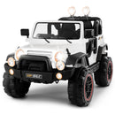 White 12V Kids Ride-On Truck with 3 Speeds, Remote Control, MP3, LED Lights, USB, and Cover