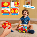 AEROQUEST Red Cartoon RC Fire Truck for Kids Ages 1-5