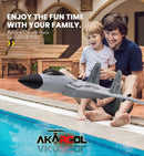 Akargol FX822 Remote Control Fighter Jet with LED Lights and Three Batteries in Army Gray