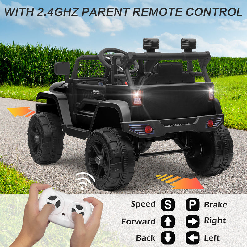 12V Kids Ride-On Truck with Remote Control, Power Wheels, and LED Lights