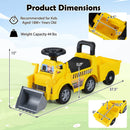 Dual Function Excavator Ride-On with Removable Trailer, Digging Tool, and Secret Seat Compartment