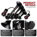 CENZHIWEN 12V Truck Train Air Horn featuring Dual Compressors and Quad Metal Trumpets