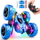 Zalneo 4WD Blue Remote Control Stunt Car with 360° Flip, 6.4 x 2.9 inches