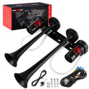 12V Dual-Trumpet Metal Air Horn with Integrated Dual Compressors for Trucks
