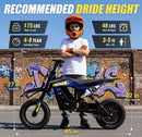 Navy Blue 36V 750W Kids Electric Dirt Bike - 15.5MPH, 14 Mile Range, 3 Speed
