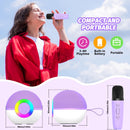 Mgaolo Compact Karaoke System for All Ages, Wireless Bluetooth Purple with Dual Microphones
