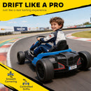 24V Electric Go Kart with Dual 150W Motors and Adjustable Seat, Speed 11.2MPH - Blue