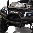 2-Seater 24V Ride-On Golf Cart Truck for Large Kids with Roof, Storage Trunk, and Remote Control