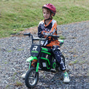 350W Electric Dirt Bike for Teens with 15 MPH Twist Grip Throttle in Green